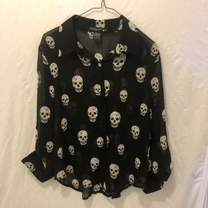Living Doll Los Angeles Sheer Skull Blouse